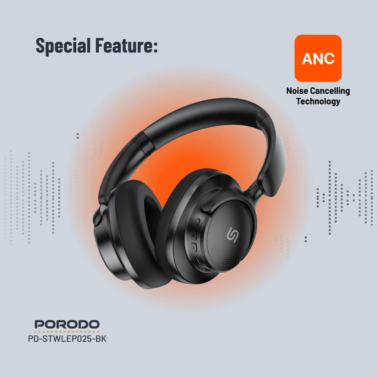 Porodo  Zen Active Noise-Cancellation Wireless Headphones