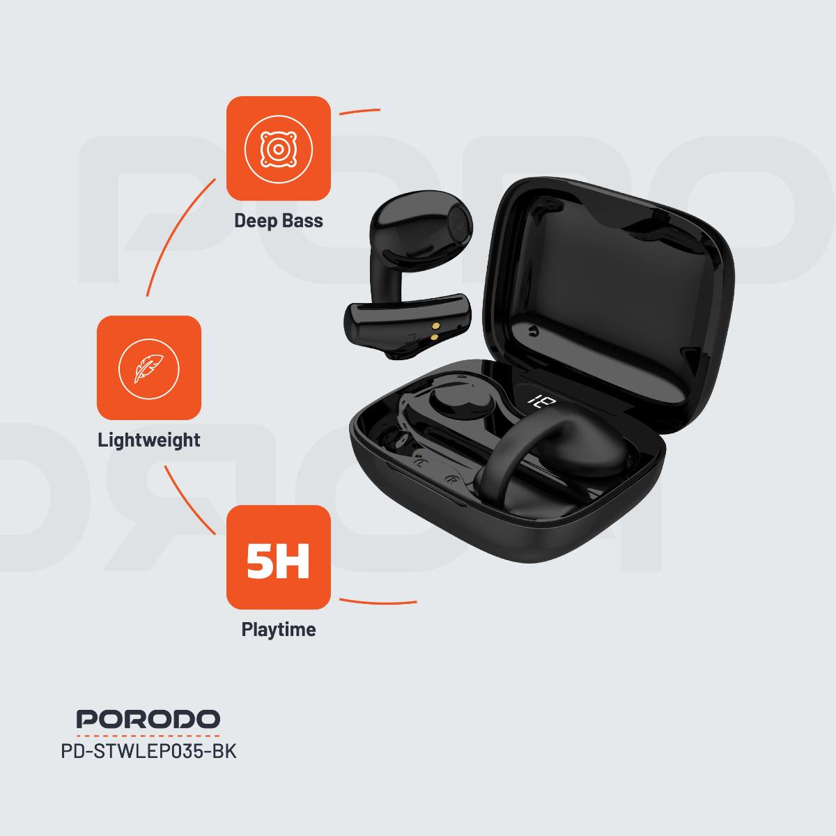 Porodo Soundtec Snap Clip-On Wireless Earbuds