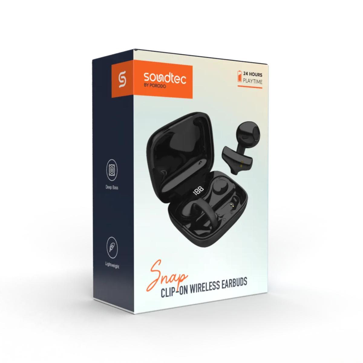 Porodo Soundtec Snap Clip-On Wireless Earbuds