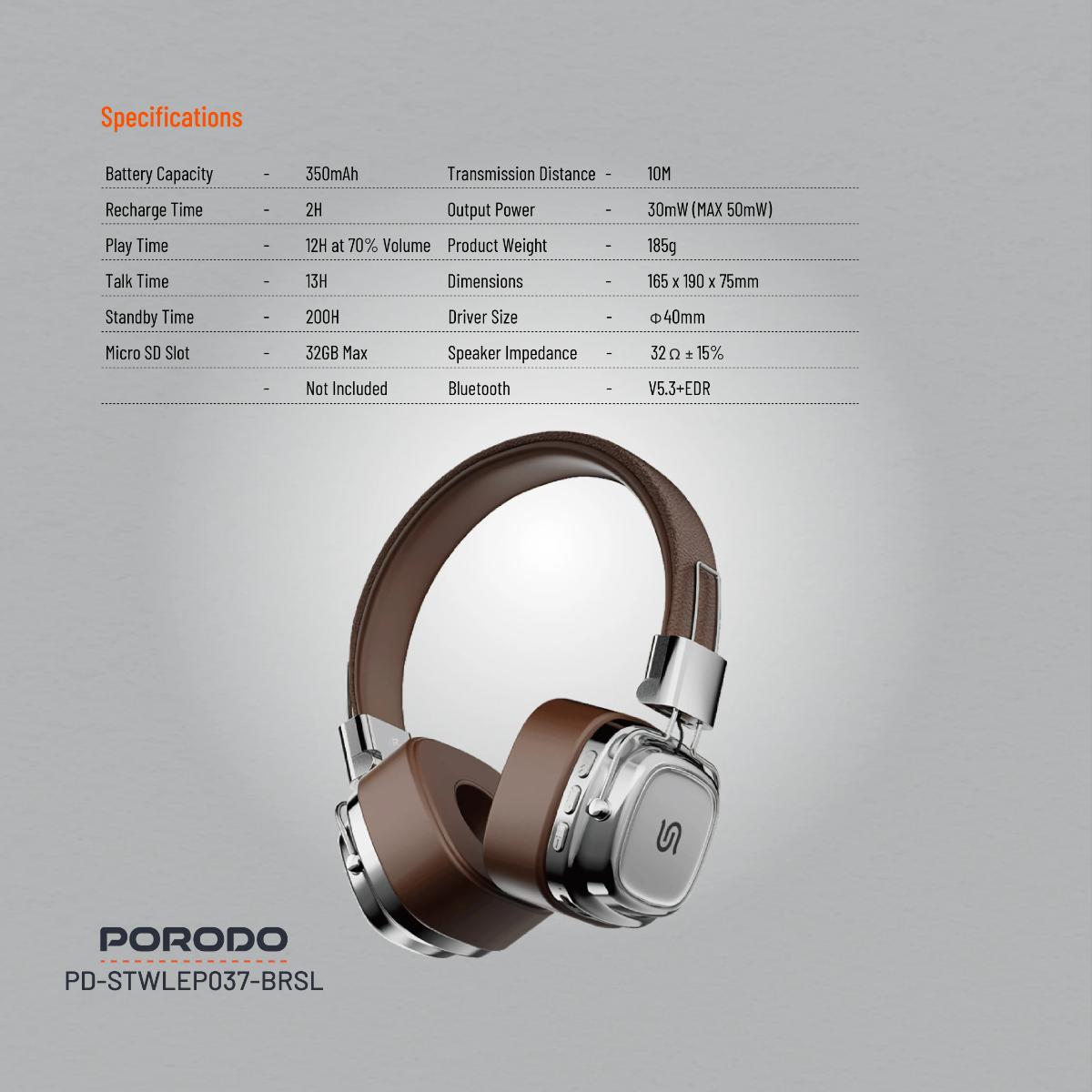 Porodo Vintage Wireless ENC Headphone