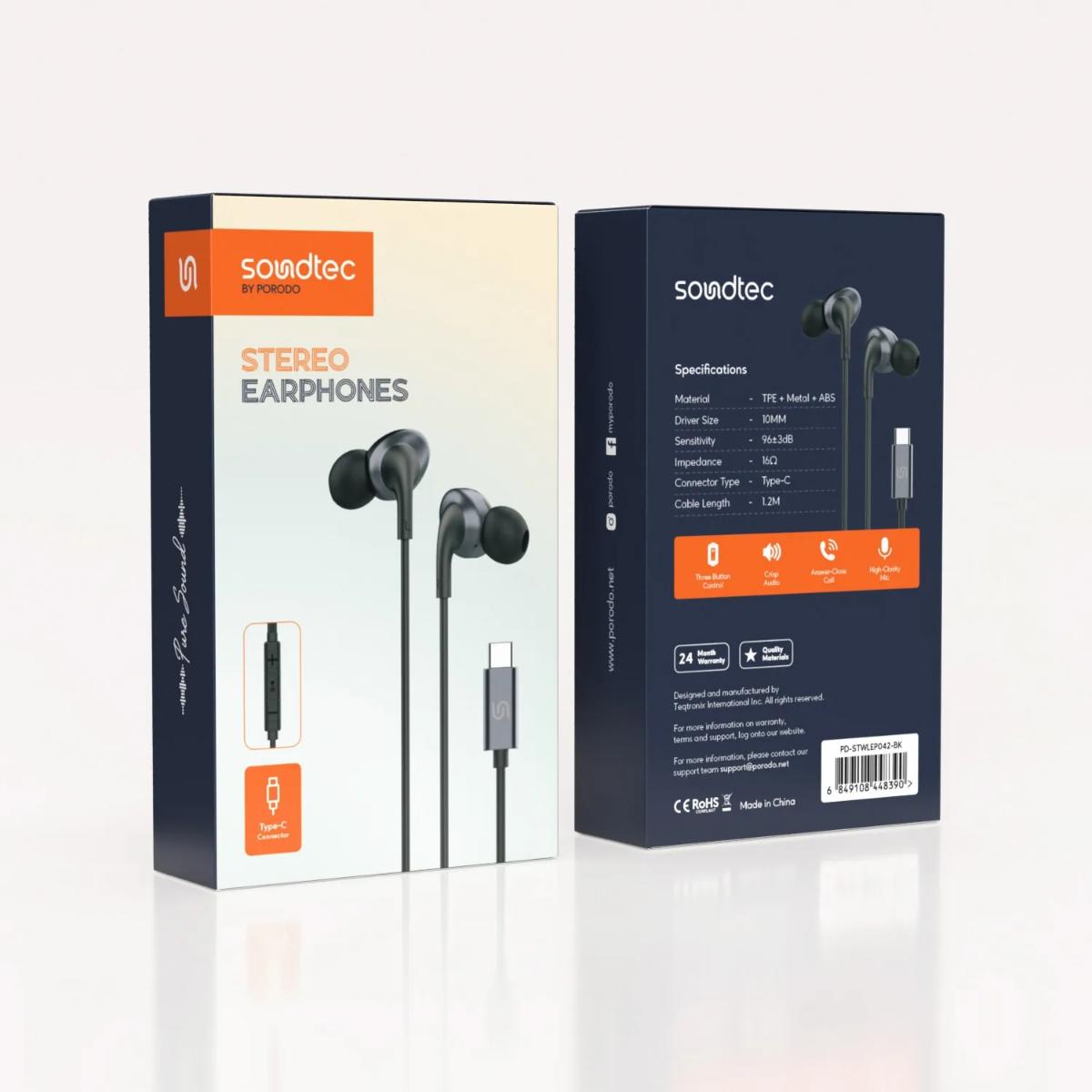 Porodo Soundtec Stereo Earphones