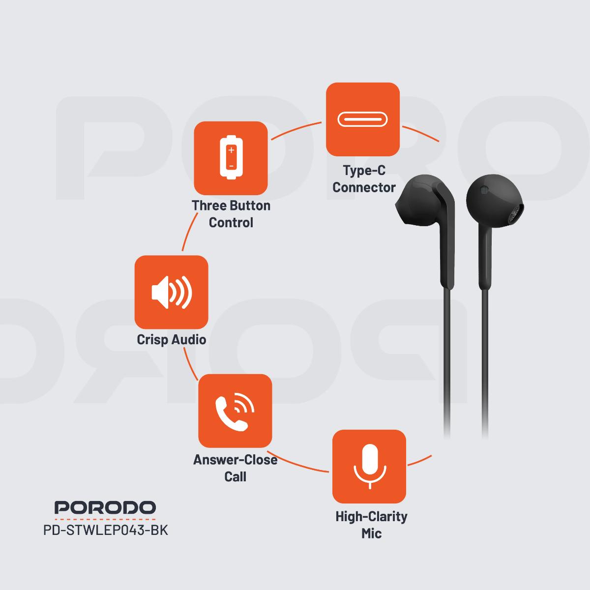 Porodo Soundtec Stereo Earphones