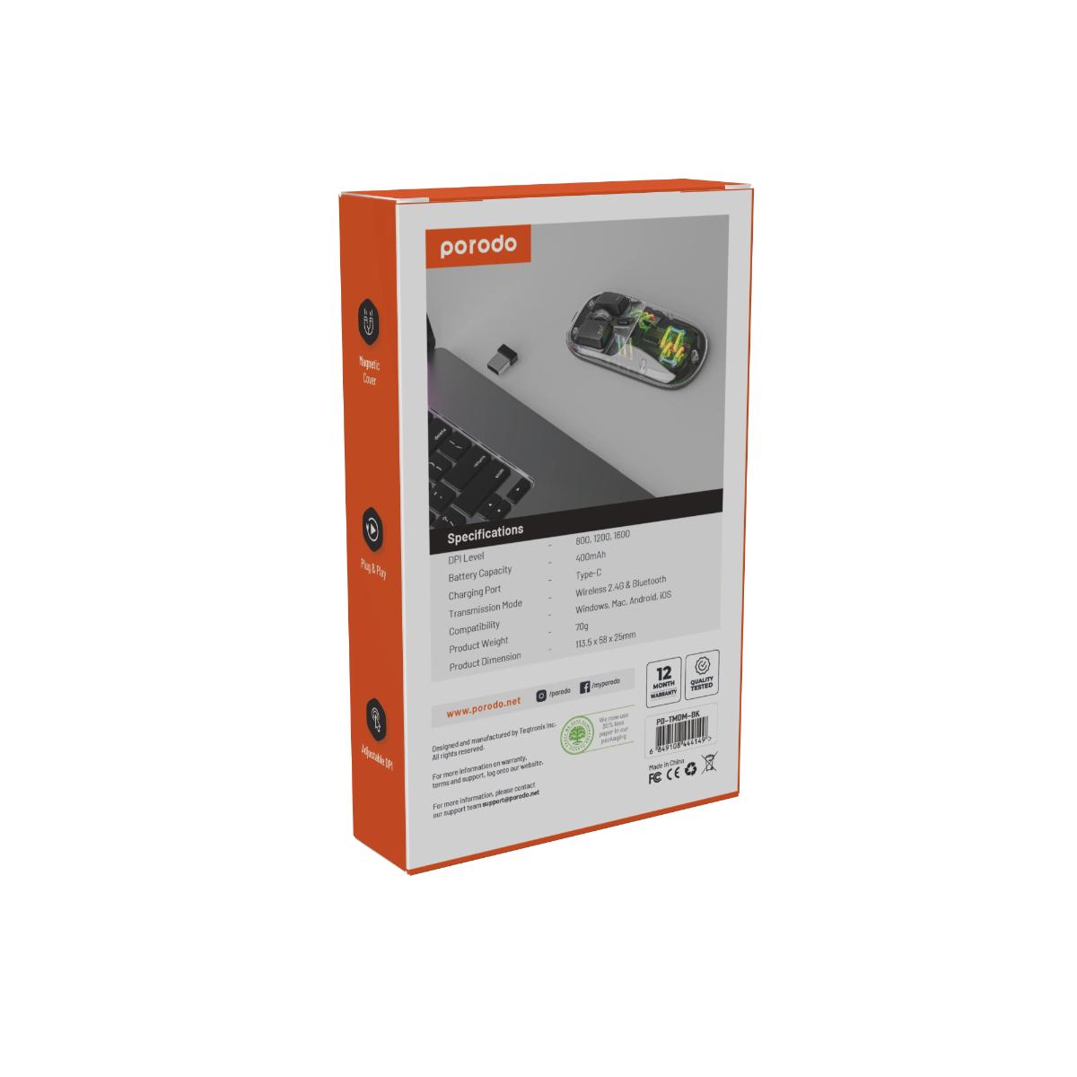 Porodo Dual-Mode Transparent Wireless Mouse