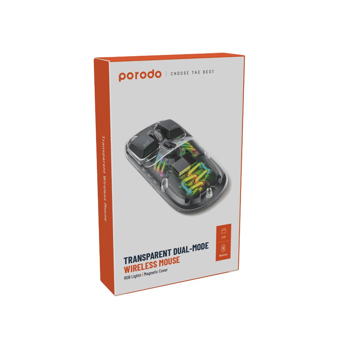 Porodo Dual-Mode Transparent Wireless Mouse