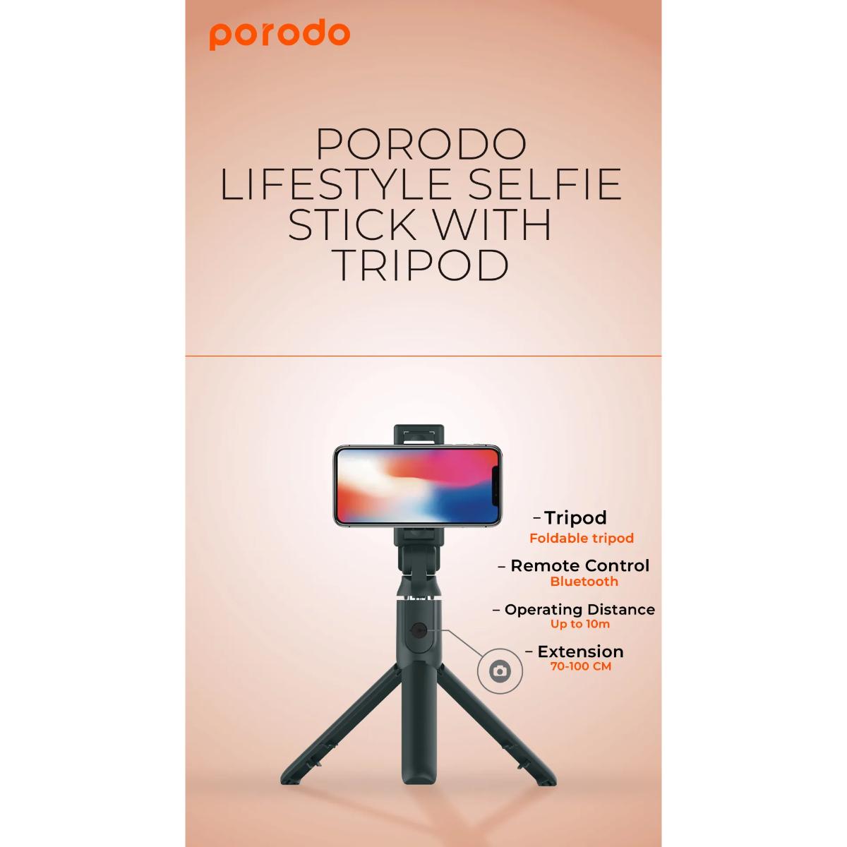 Porodo Bluetooth Selfie-Stick With Tripod