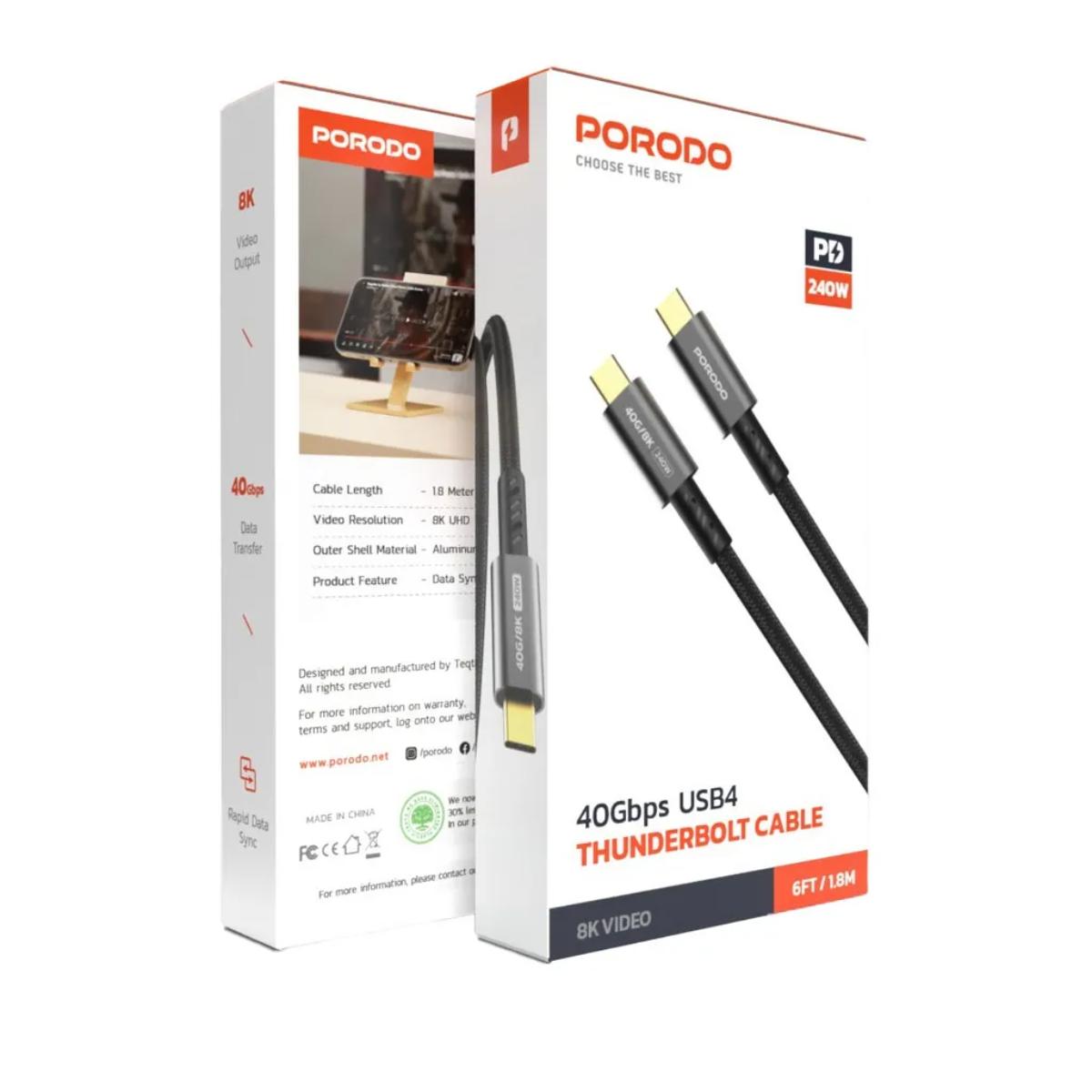 Porodo 40Gbps USB4 Thunderbolt Cable