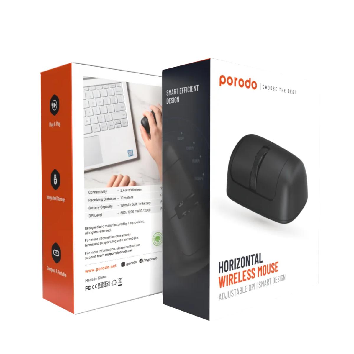 Porodo Horizontal Wireless Mouse Adjustable DPI