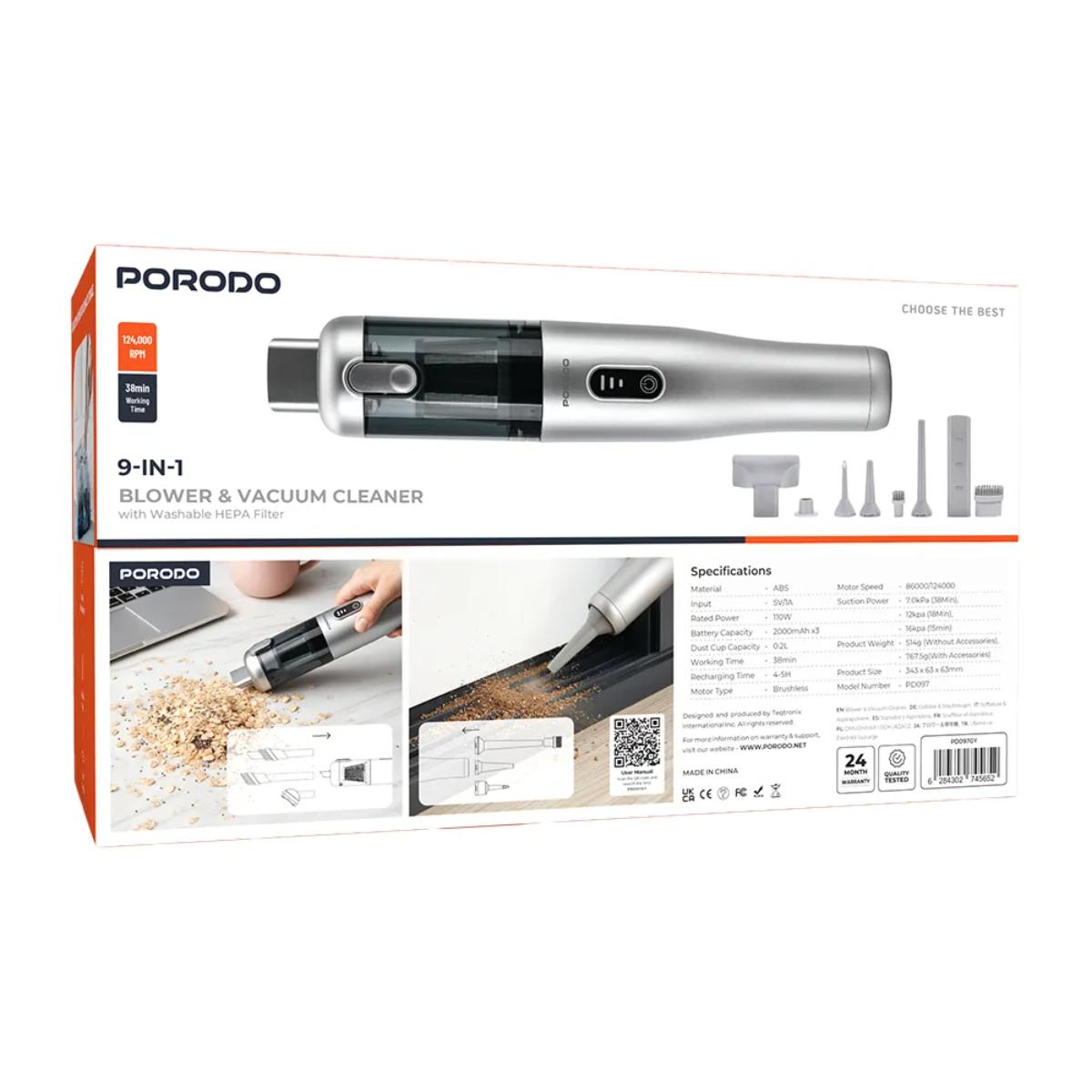 Porodo 9-In-1 Blower & Vacuum Cleaner