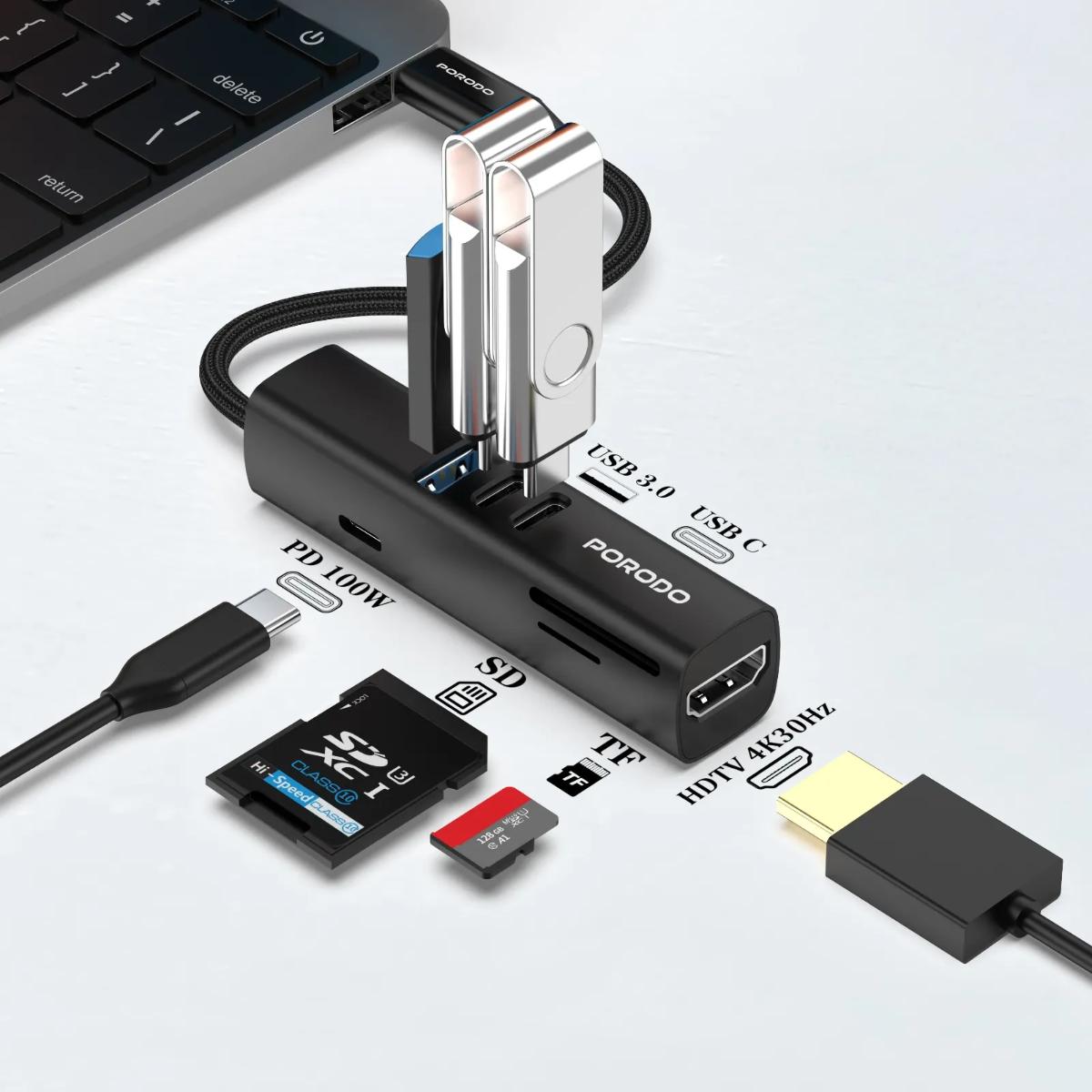 Porodo 7-in-1 Multi-Port USB-C Hub