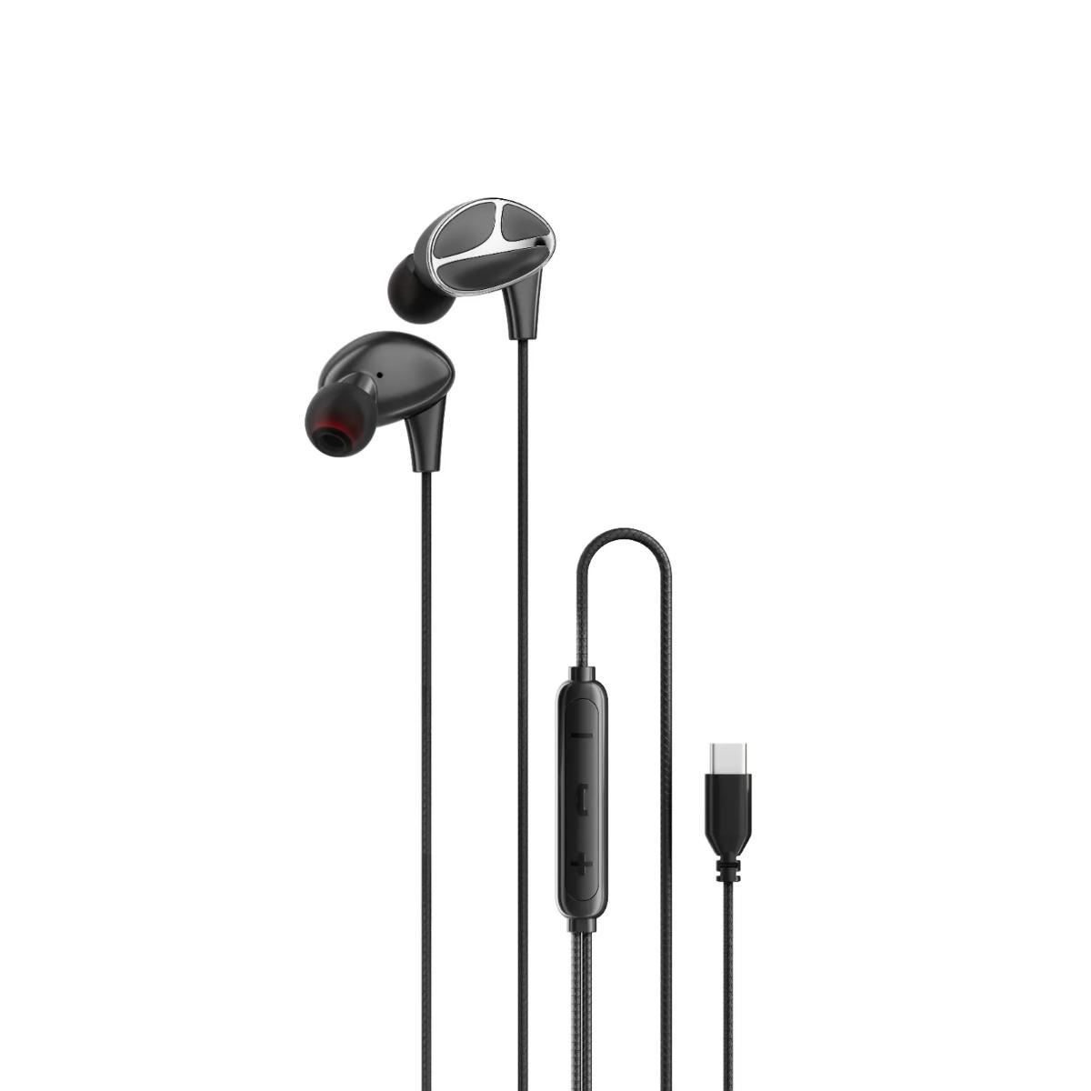 Porodo Bass Type-C Wired Earphones