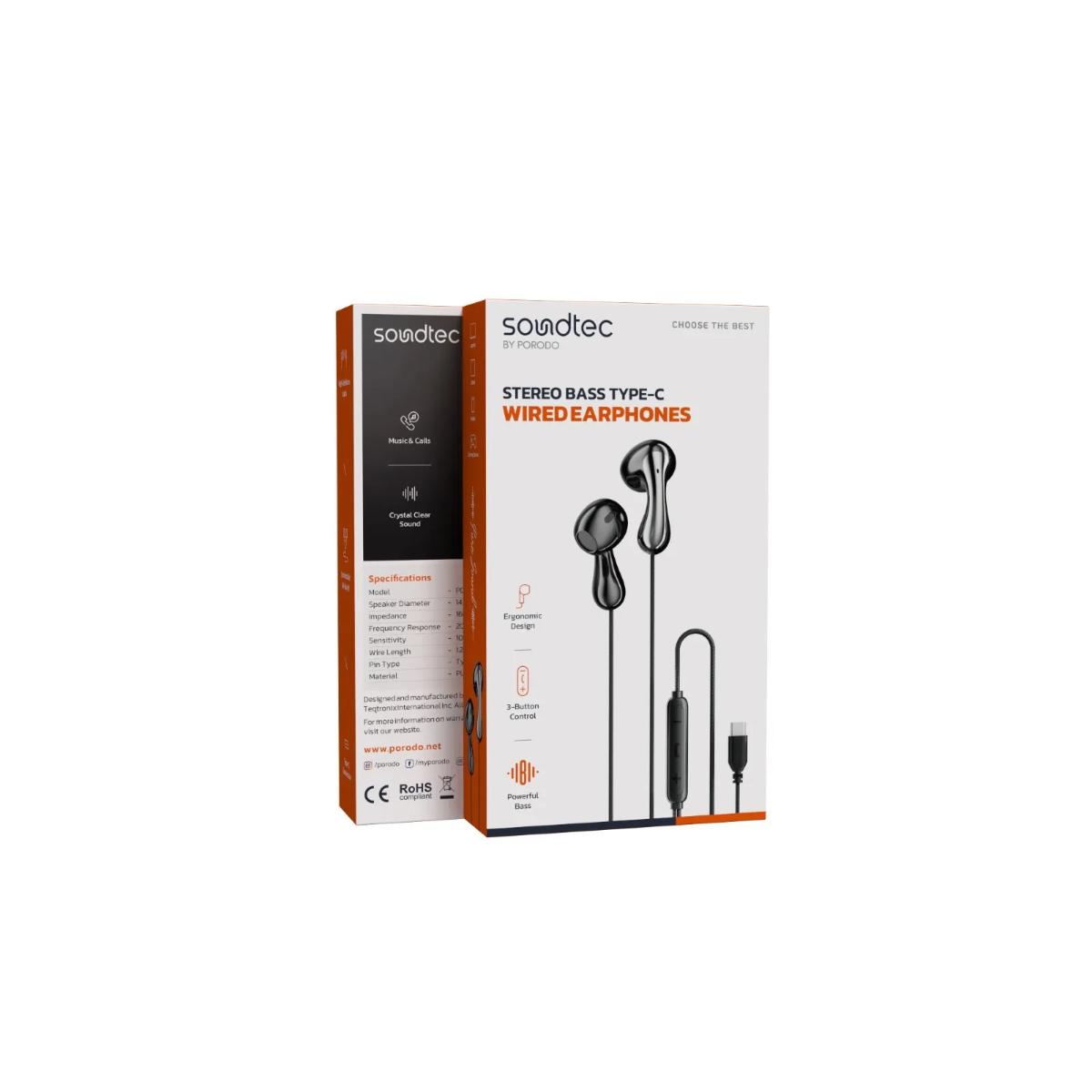 Porodo  Bass Type-C Wired Earphones