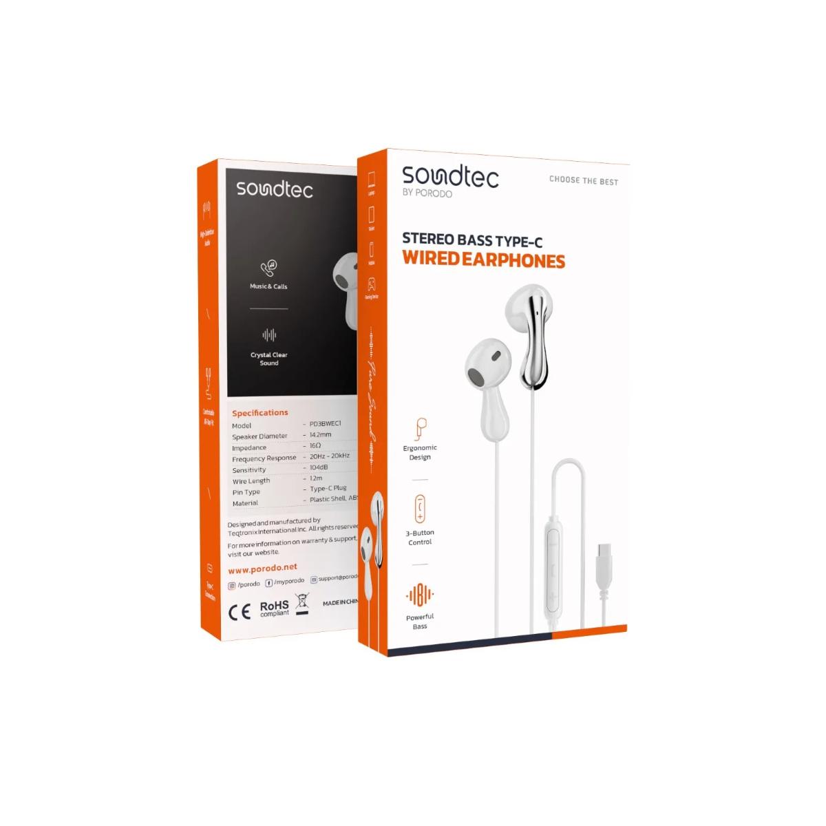 Porodo  Bass Type-C Wired Earphones