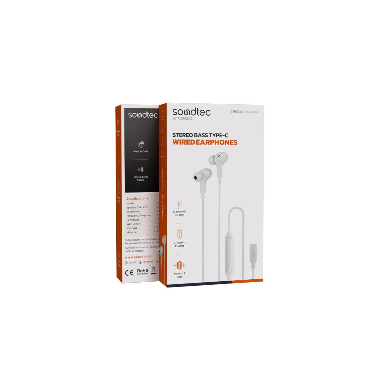 Porodo  Bass Type-C Wired Earphones
