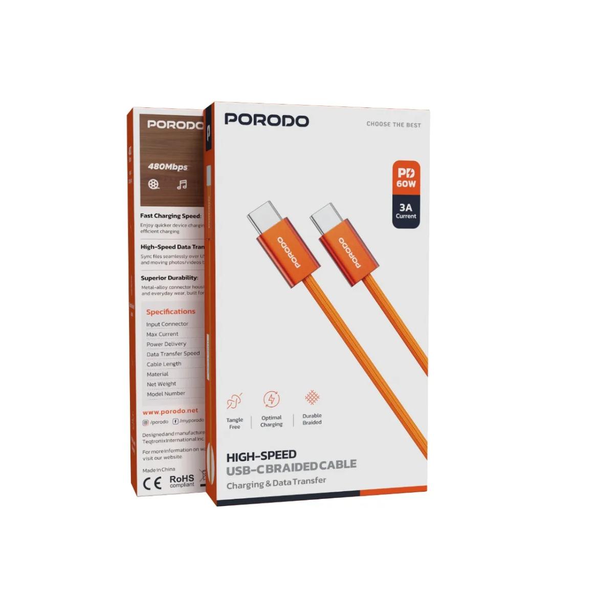 Porodo High-Speed USB-C Braided Cable