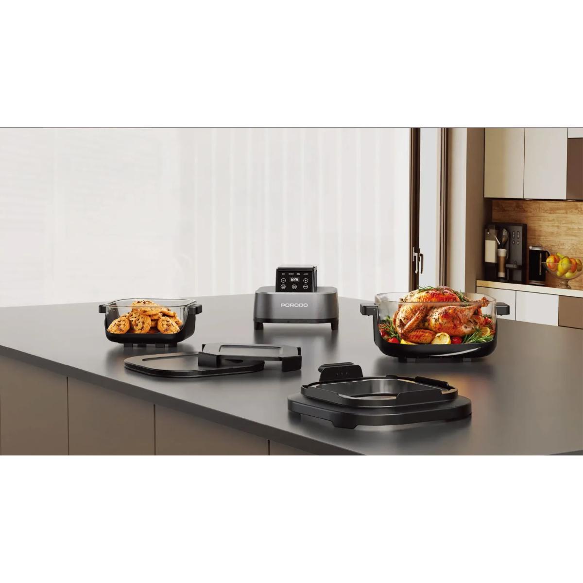 Porodo  4 in 1 Dual-Pot Glass Air Fryer