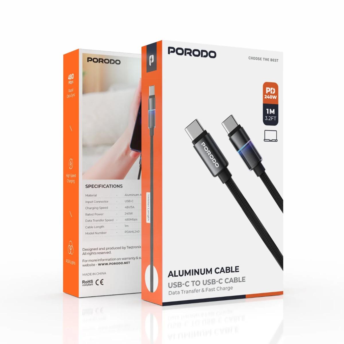Porodo  USB-C To USB-C Cable 240W