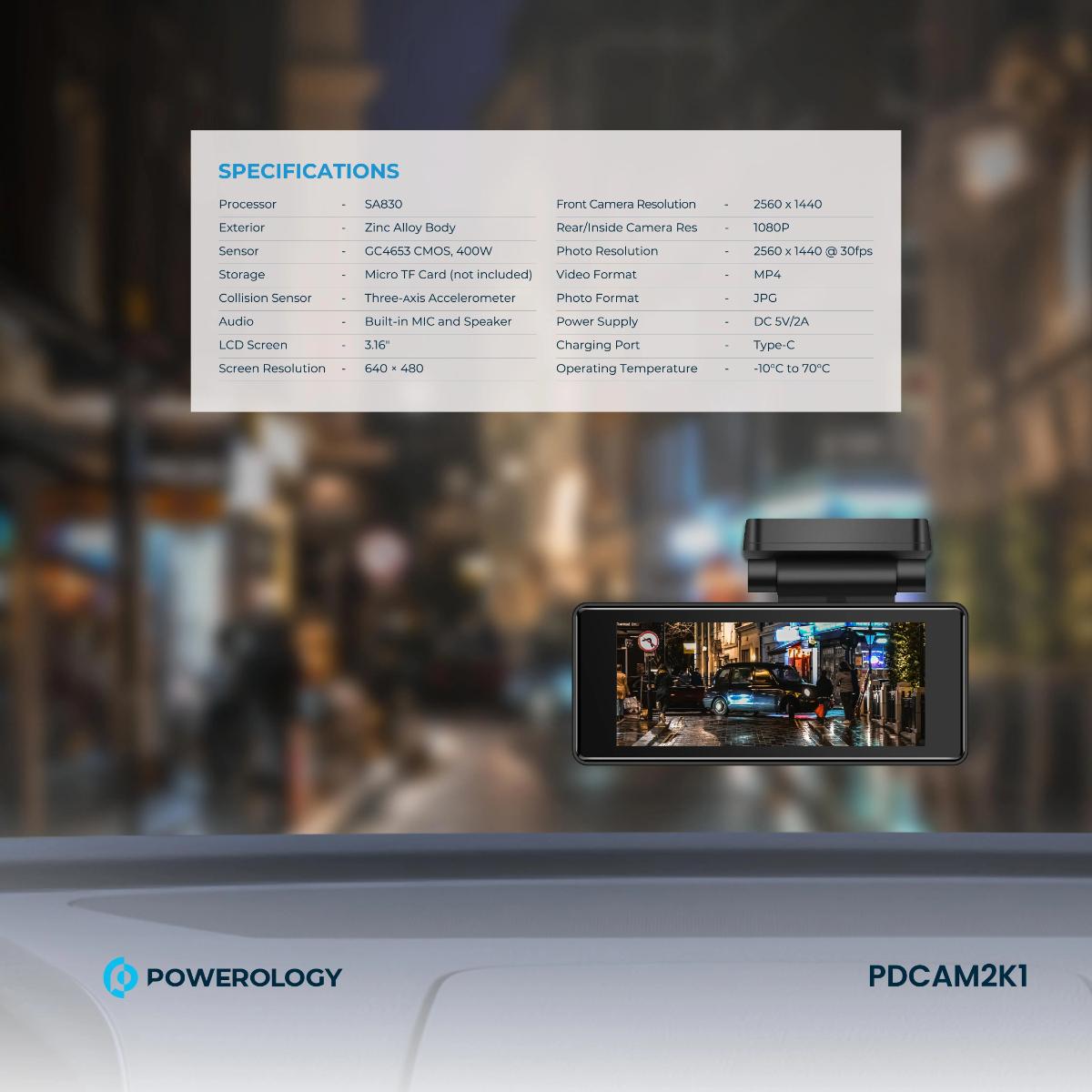 Powerology Dual Recording Dash Camera