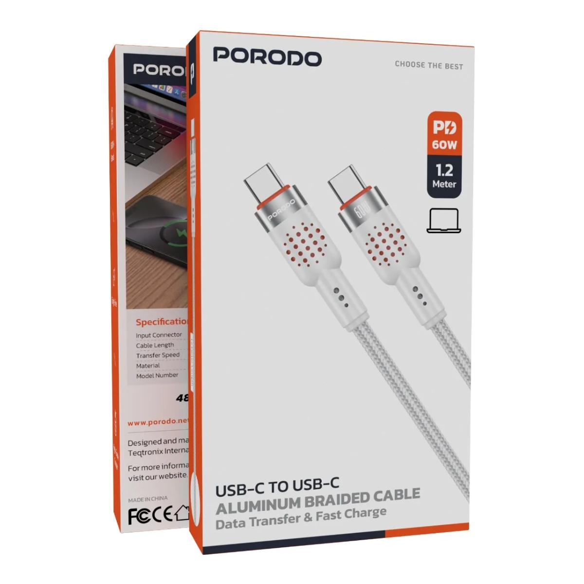 Porodo USB-C to  USB-C Aluminum Braided Cable