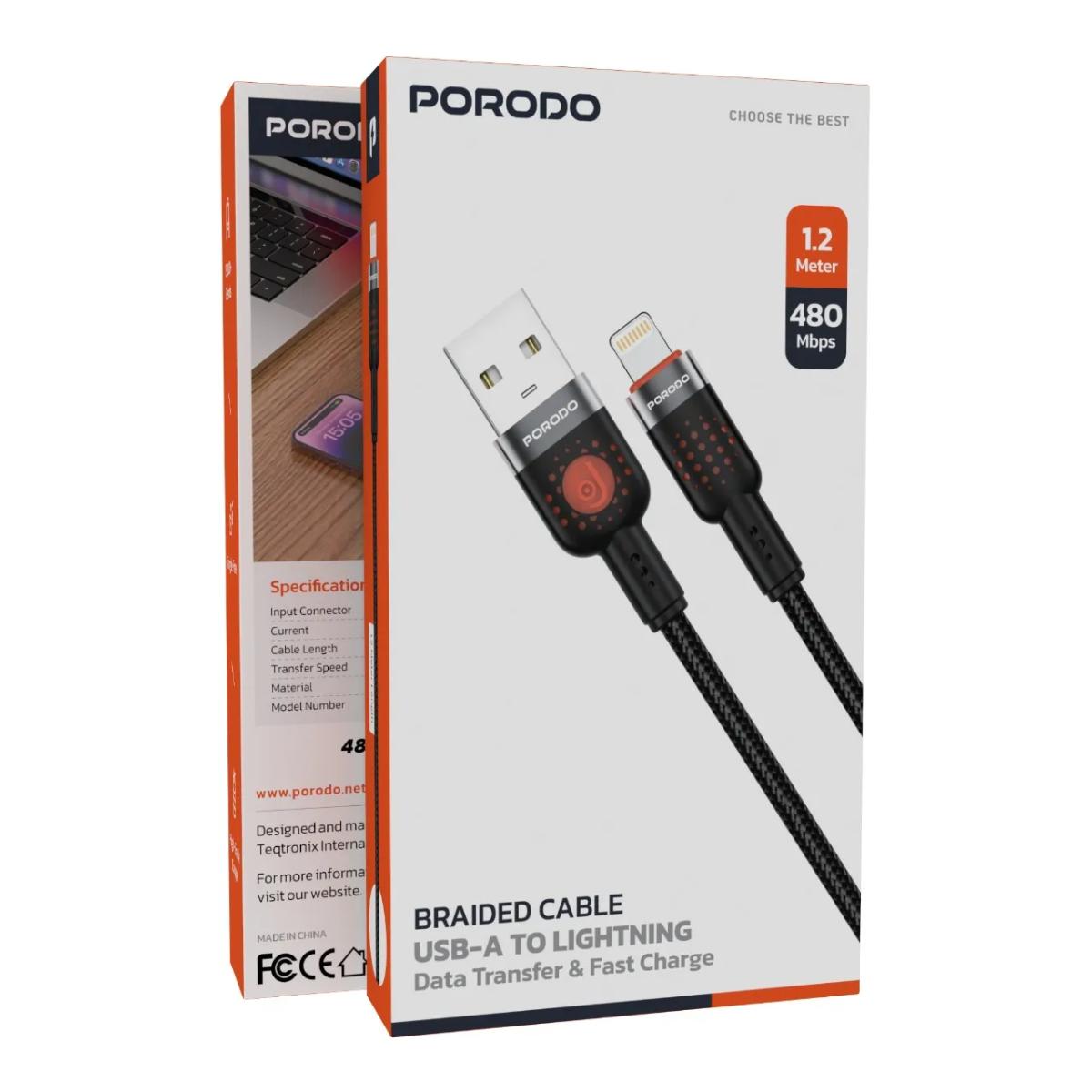 Porodo Braided Cable USB-A to Lightning