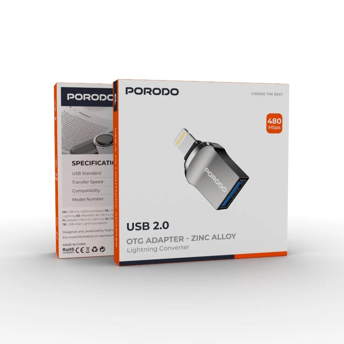 Porodo Lightning OTG Adapter - Zinc Alloy
