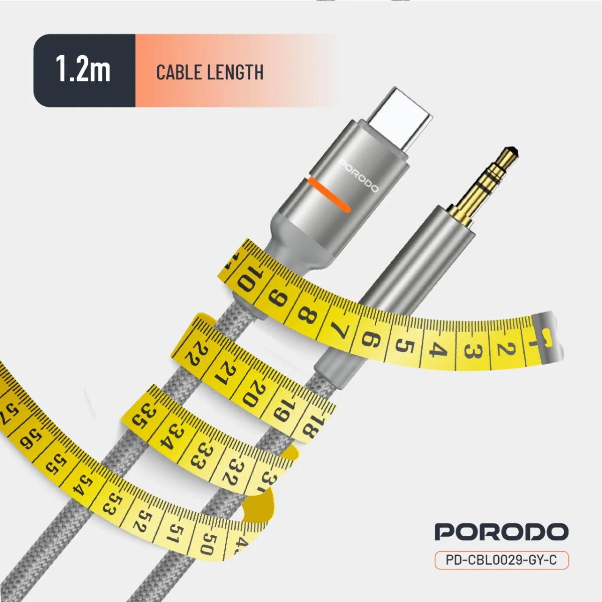 Porodo AUX To Type-C  LED Light Cable