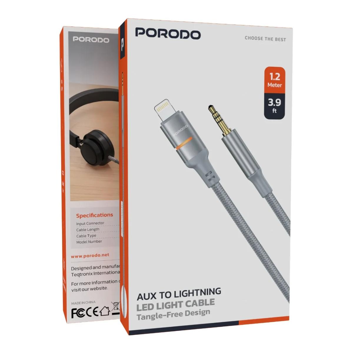 Porodo AUX to Lightning LED Light Cable