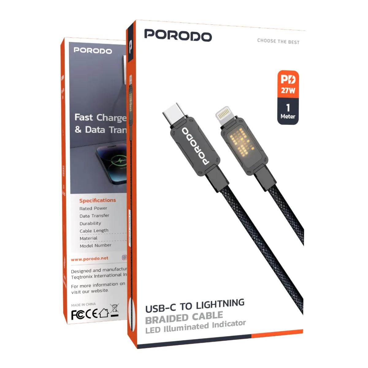 Porodo USB-C to Lightning Braided Cable