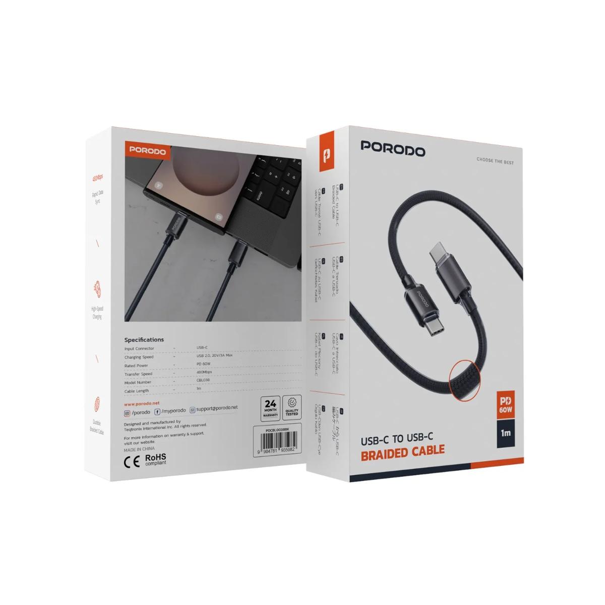 Porodo USB-C to USB-C Braided Cable