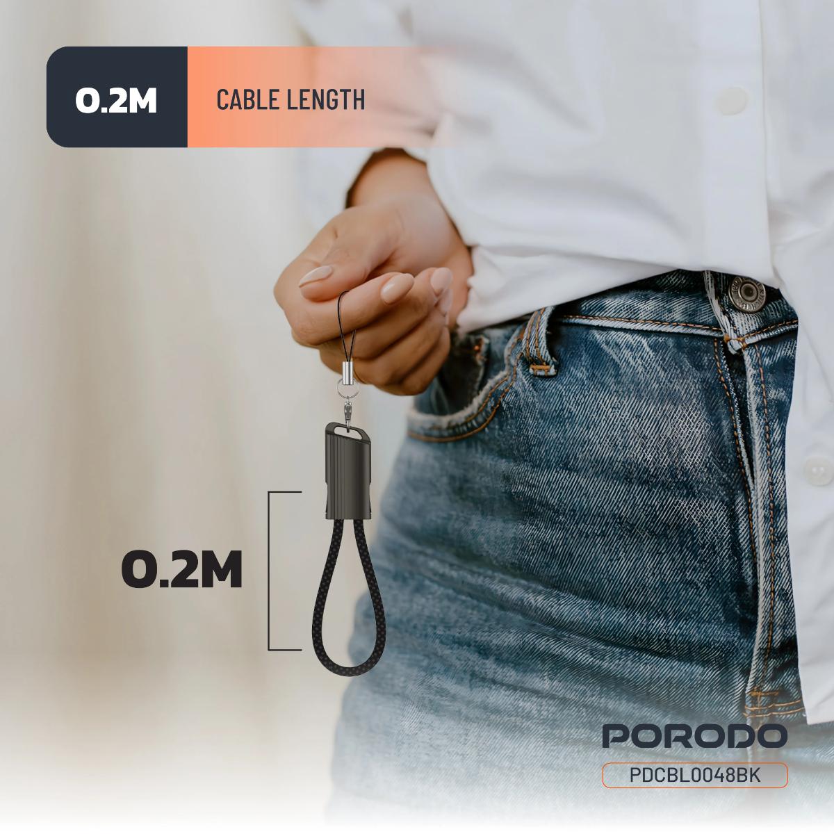 Porodo Chargeloop 30W Keychain USB-C to Lightning Cable