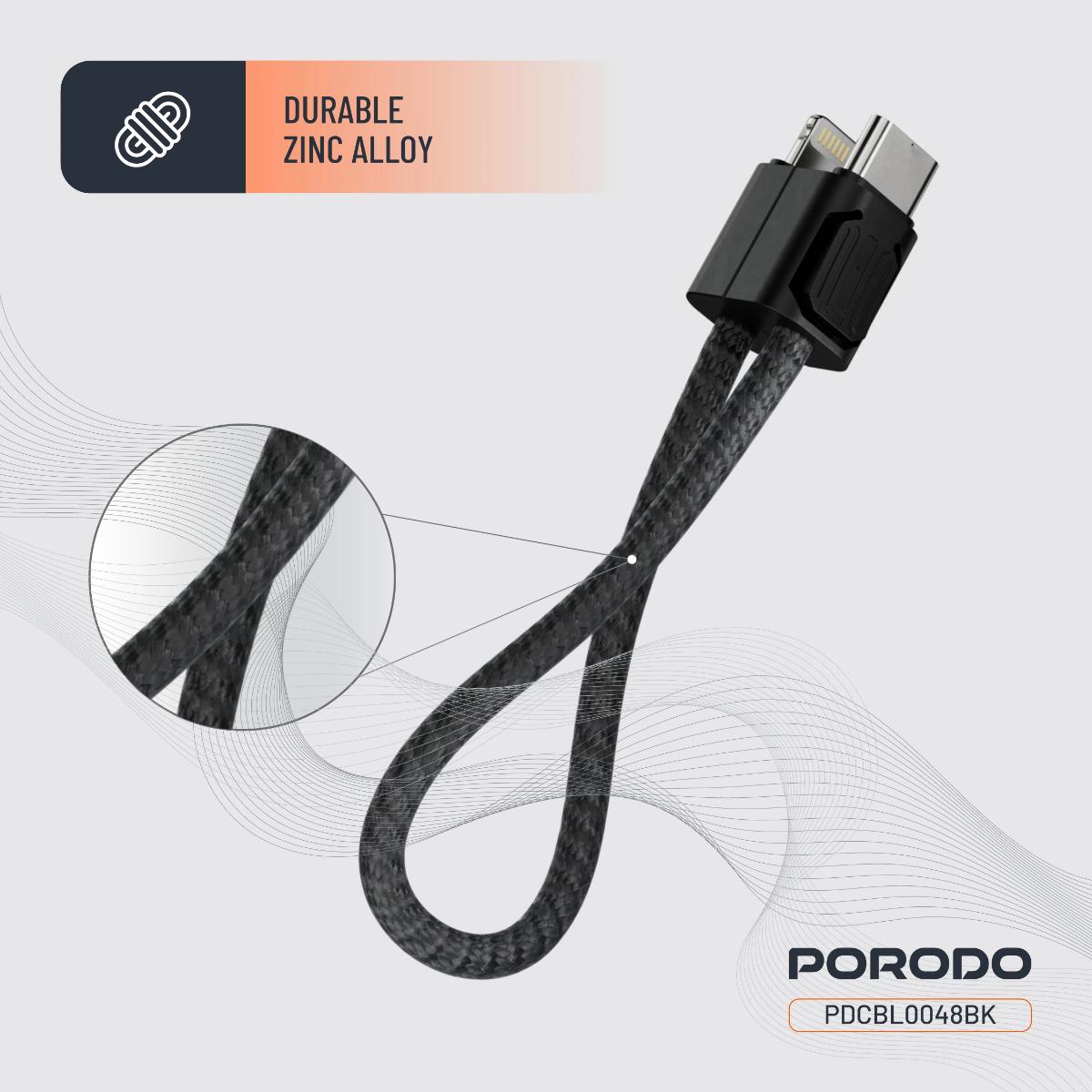 Porodo Chargeloop 30W Keychain USB-C to Lightning Cable