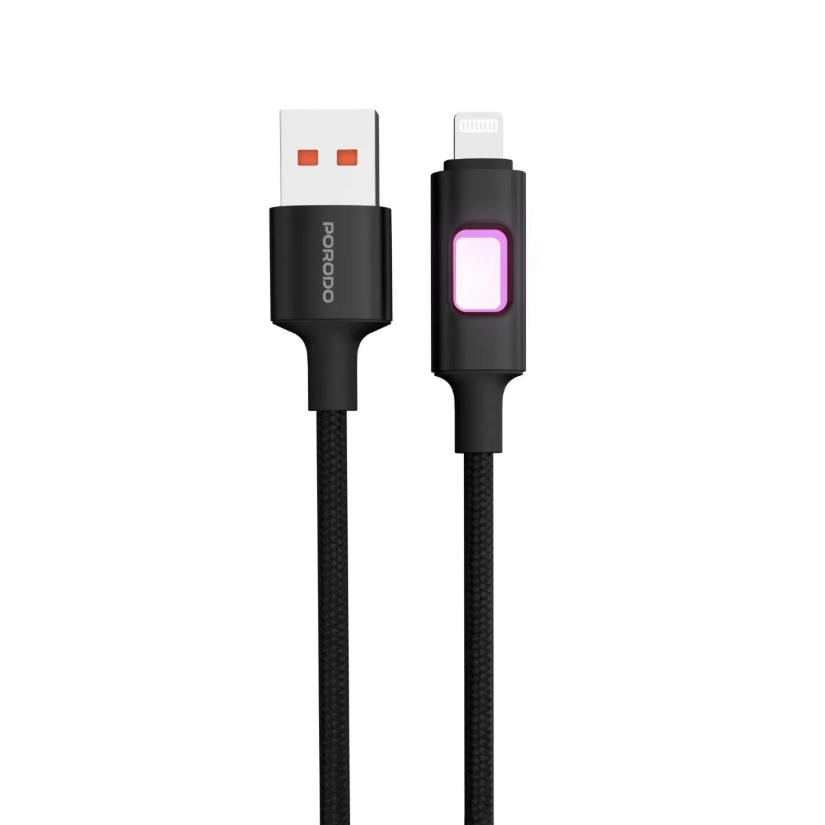 Porodo 1.2m LED Braided USB-A to Lightning Cable