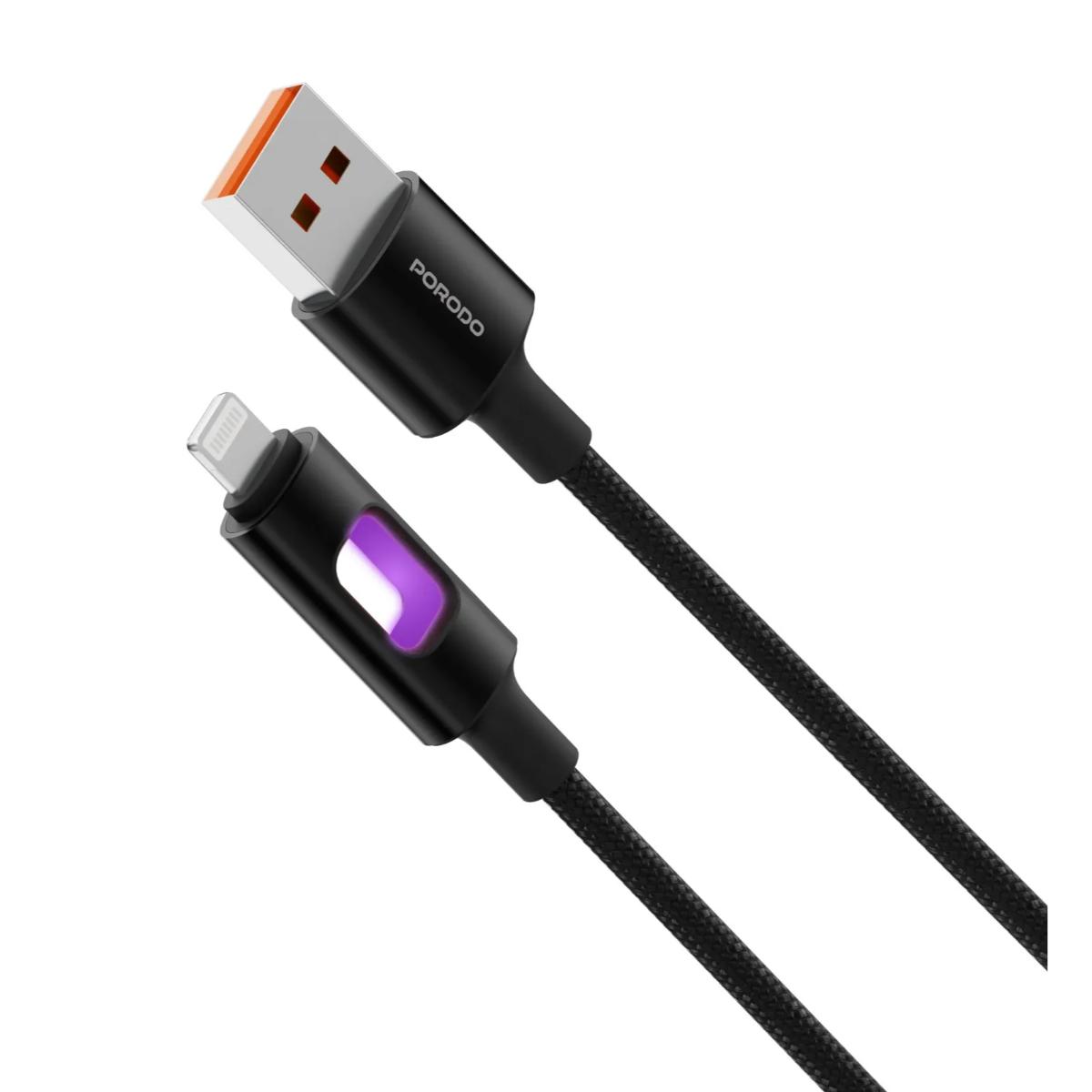 Porodo 1.2m LED Braided USB-A to Lightning Cable