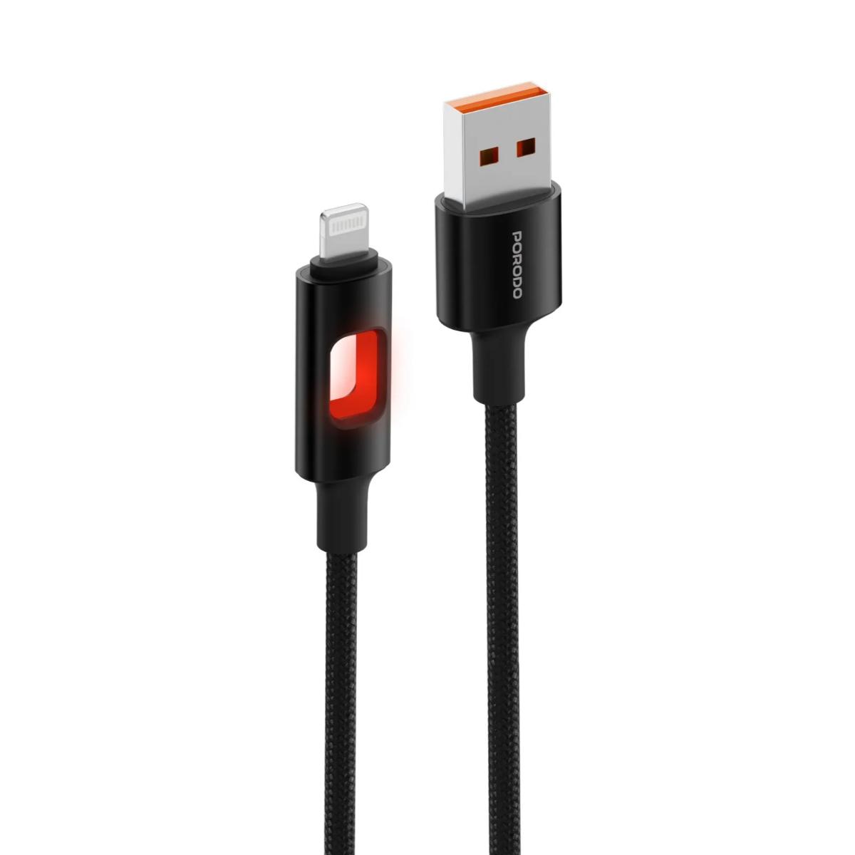 Porodo 1.2m LED Braided USB-A to Lightning Cable