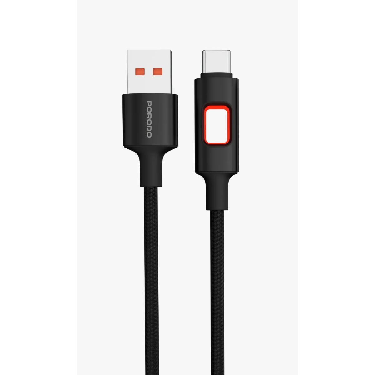 Porodo 1.2m LED Braided USB-A to USB-C Cable