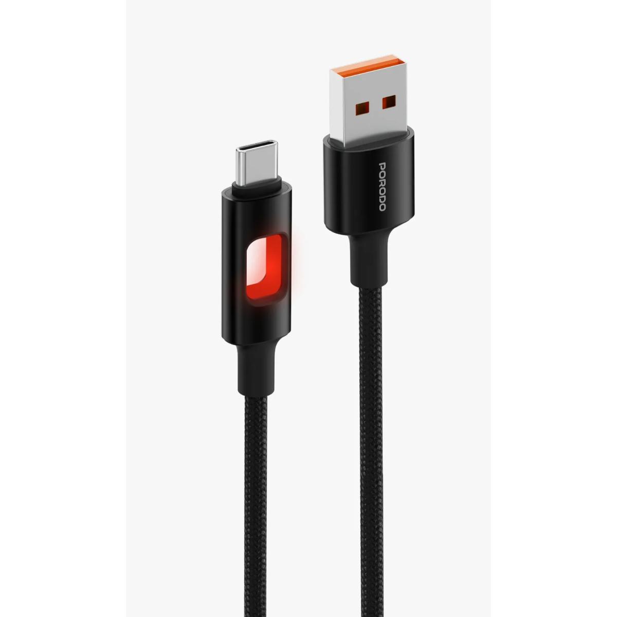 Porodo 1.2m LED Braided USB-A to USB-C Cable
