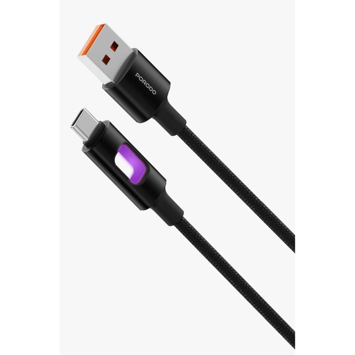 Porodo 1.2m LED Braided USB-A to USB-C Cable