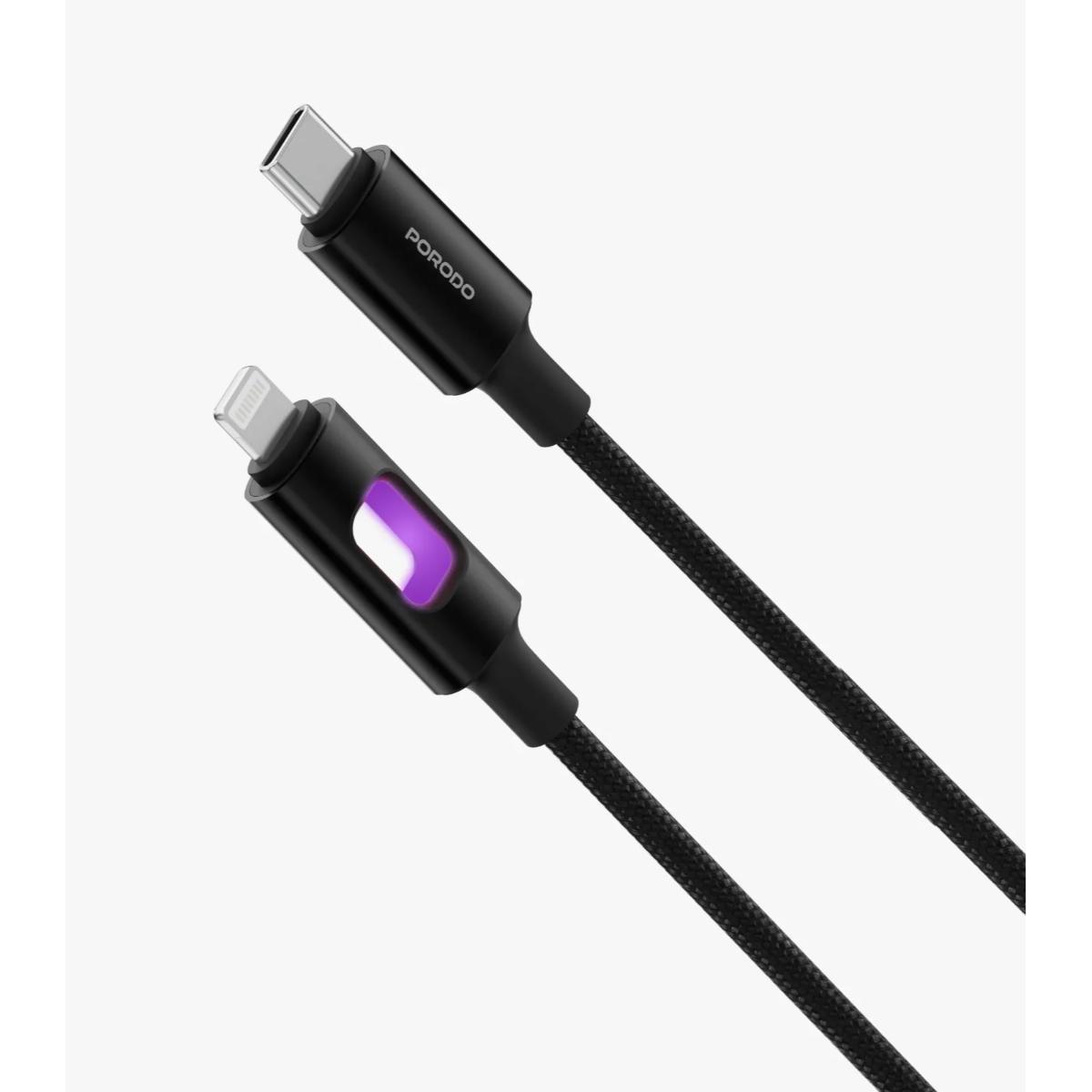 Porodo 27W USB-C to Lightning LED Braided Cable