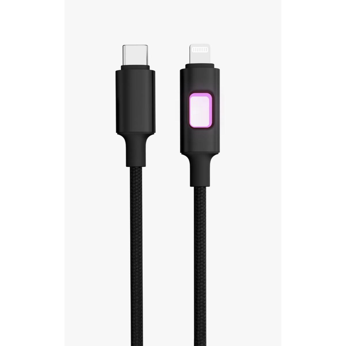 Porodo 27W USB-C to Lightning LED Braided Cable
