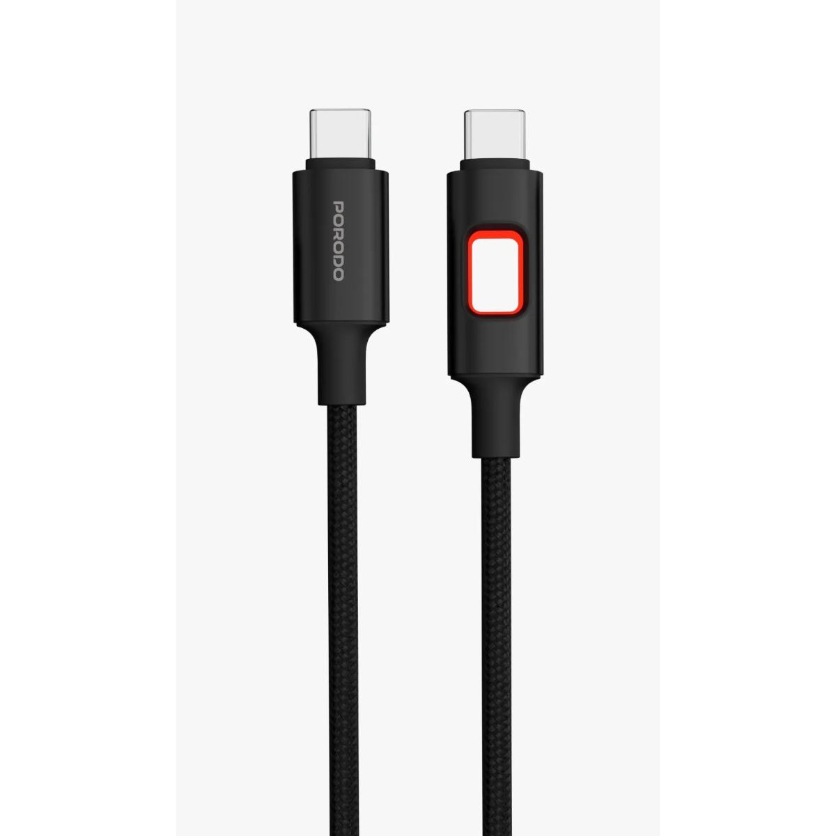 Porodo 60W USB-C to USB-C Braided LED Cable