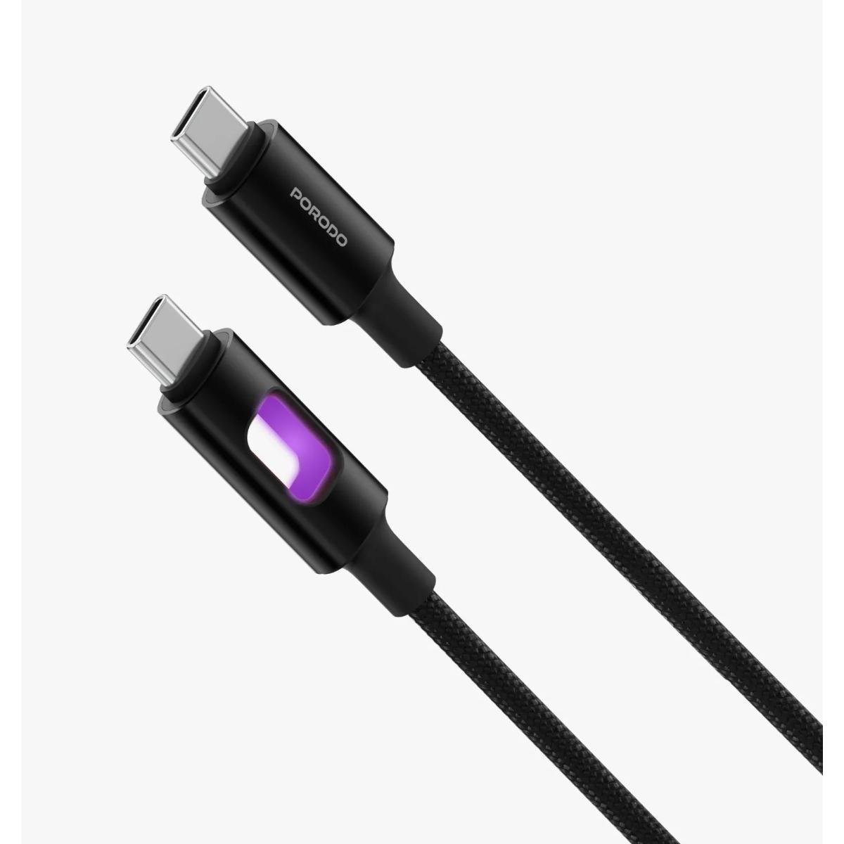 Porodo 60W USB-C to USB-C Braided LED Cable