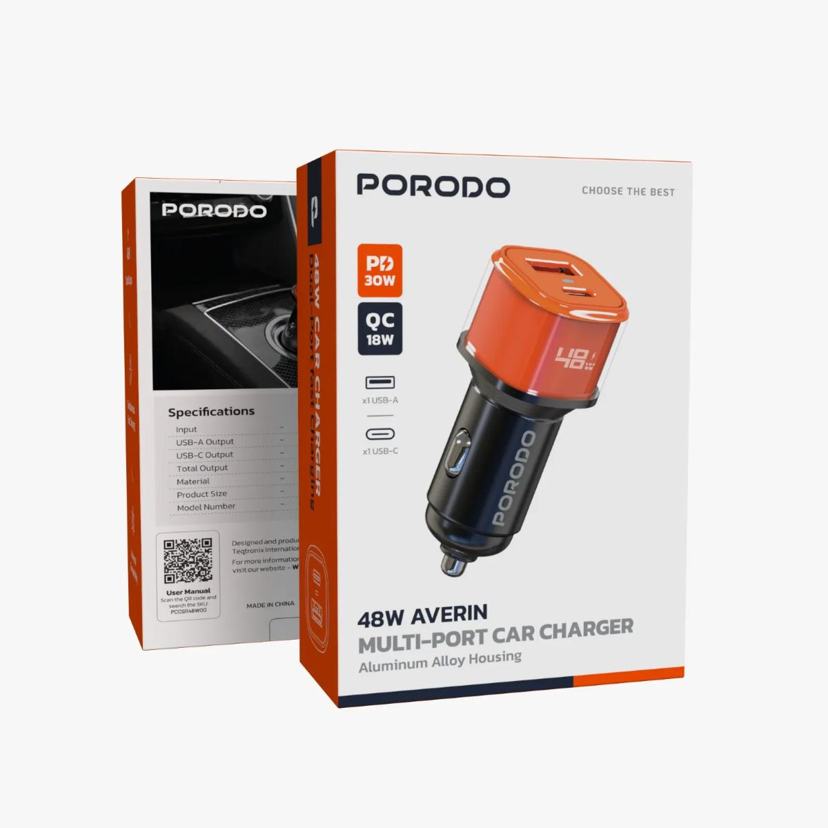 Porodo 48W Averin Dual Port Fast Car Charger