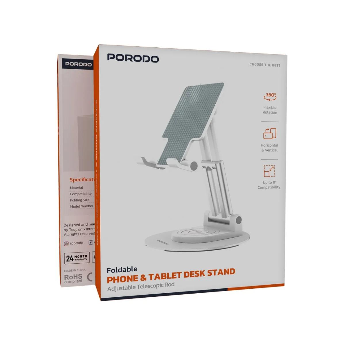 Porodo Foldable 360° Adjustable Desk Stand for Phones