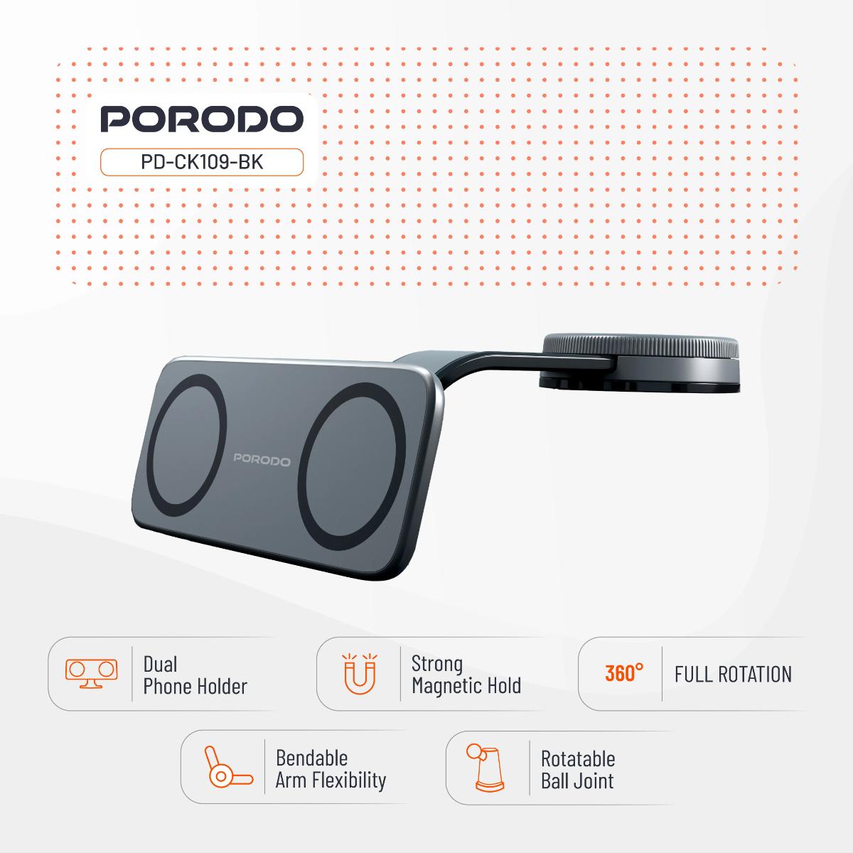 Porodo Vacuum & Adhesive Magnetic Car Mount