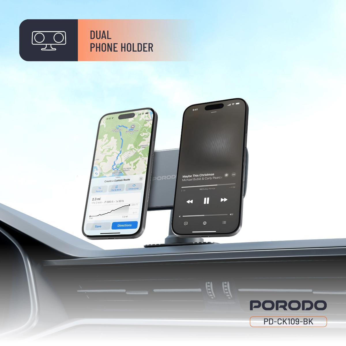 Porodo Vacuum & Adhesive Magnetic Car Mount