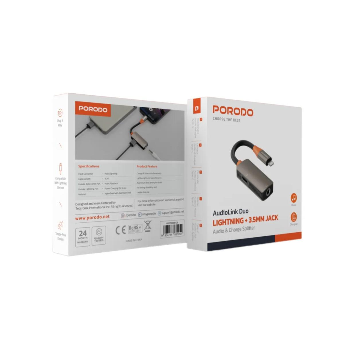 Porodo AudioLink Duo 2-in-1 Lightning Splitter