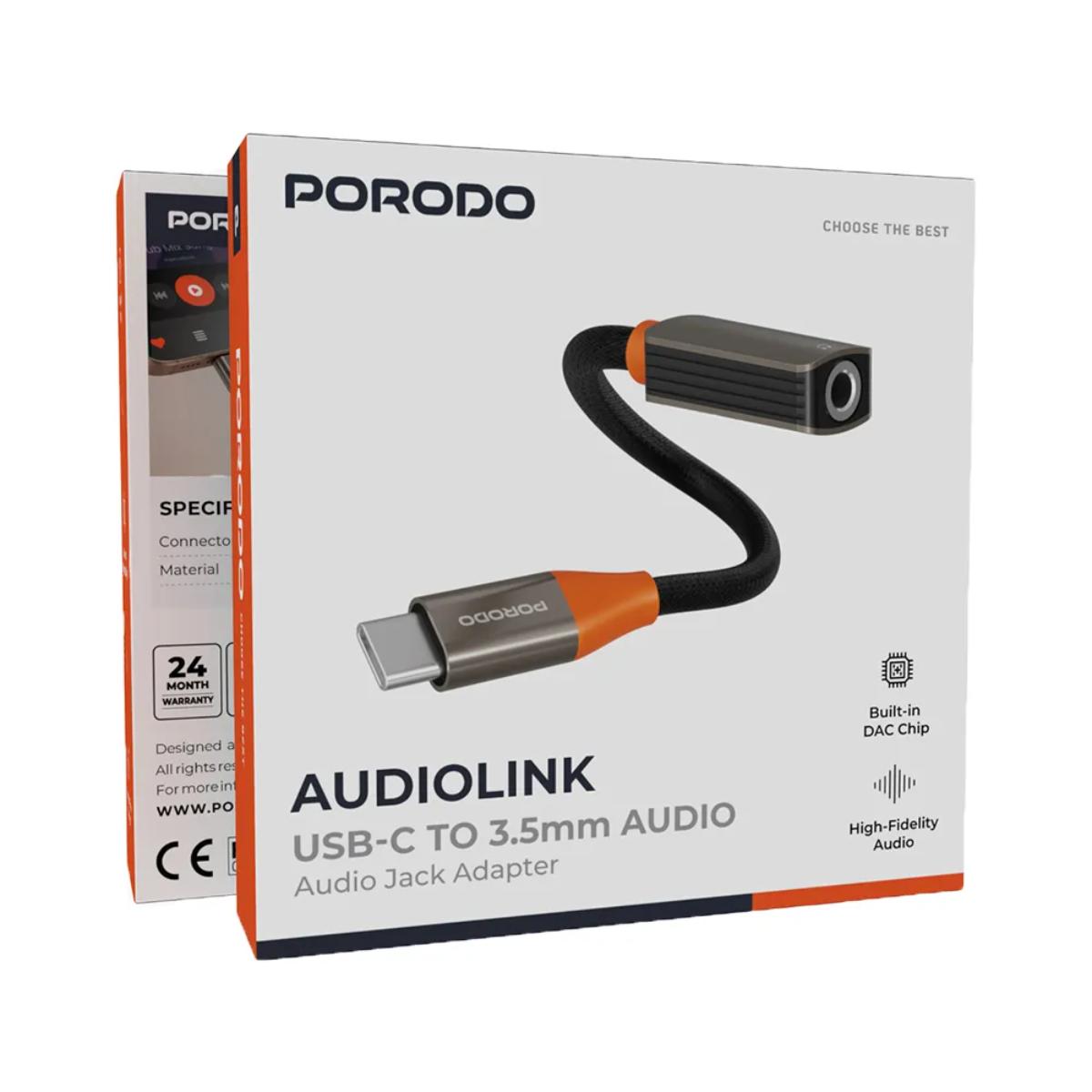 Porodo AudioLink USB-C to 3.5MM Audio Jack Adapter