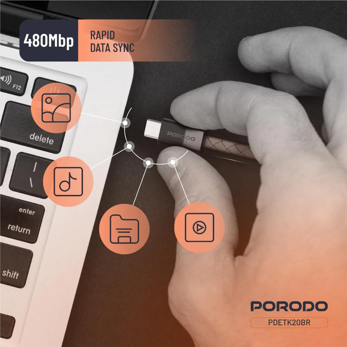 Porodo USB-C To USB-C Wristband Cable