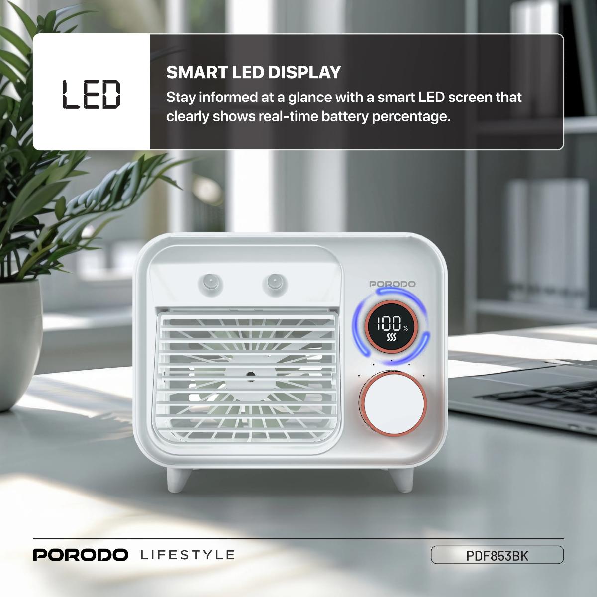 Porodo  Mini Mist Fan Desktop Air Cooler