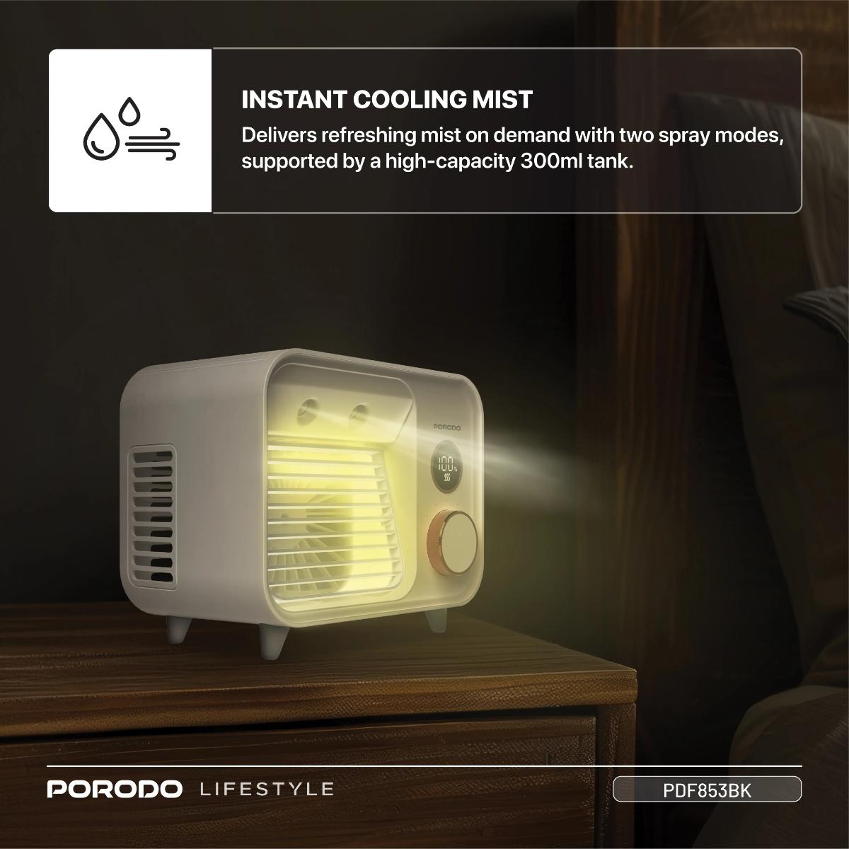 Porodo  Mini Mist Fan Desktop Air Cooler