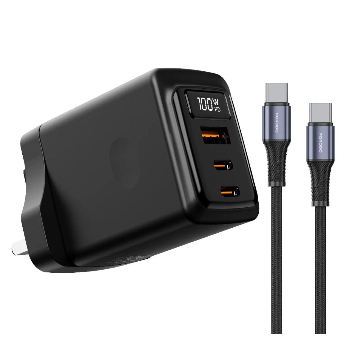 Porodo GaN 100W Multi-Port Wall Charger
